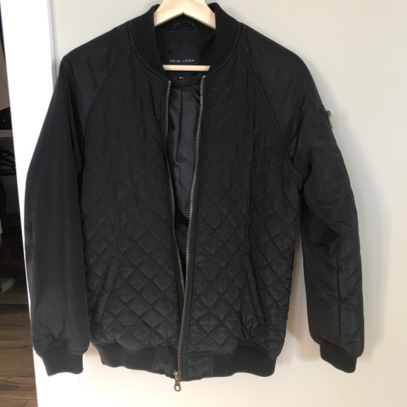 New Look Black Quilted Lined Bomber Jacket Size 6 - Picture 3 of 10